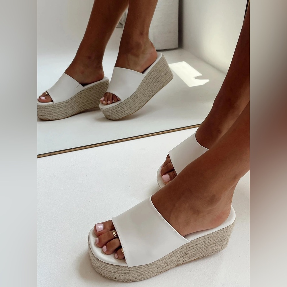 Women's White Platform Wedge Sandals